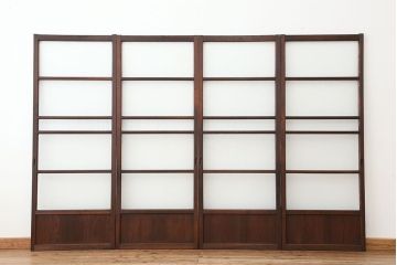 アンティーク　シンプルなダイヤガラス引き戸4枚セット