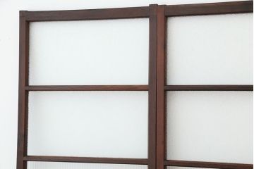 アンティーク　シンプルなダイヤガラス引き戸4枚セット