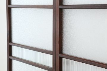 アンティーク　シンプルなダイヤガラス引き戸4枚セット
