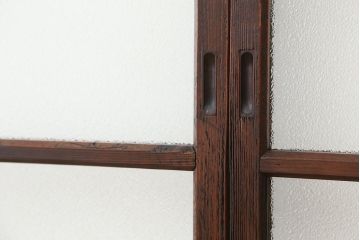アンティーク　シンプルなダイヤガラス引き戸4枚セット