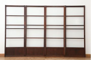 アンティーク　シンプルなダイヤガラス引き戸4枚セット