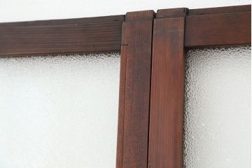 アンティーク　シンプルなダイヤガラス引き戸4枚セット