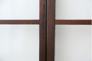 アンティーク　シンプルなダイヤガラス引き戸4枚セット