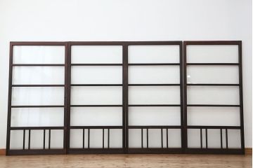 アンティーク　古い木のシンプルなガラス戸　4枚セット(引き戸、建具)