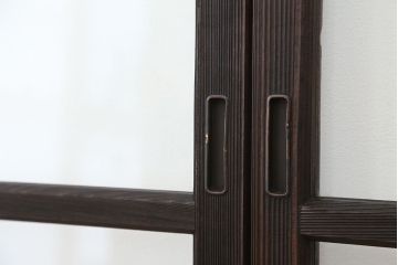 アンティーク　古い木のシンプルなガラス戸　4枚セット(引き戸、建具)