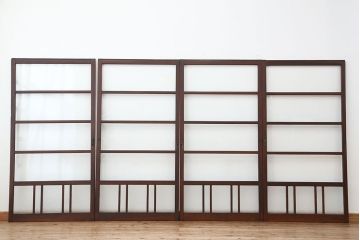 アンティーク　古い木のシンプルなガラス戸　4枚セット(引き戸、建具)