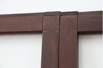 アンティーク　古い木のシンプルなガラス戸　4枚セット(引き戸、建具)