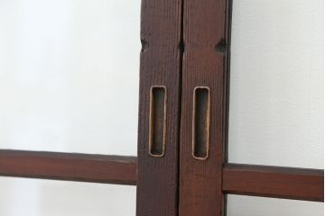アンティーク　古い木のシンプルなガラス戸　4枚セット(引き戸、建具)