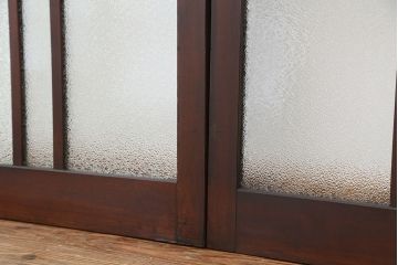 アンティーク　古い木のシンプルなガラス戸　4枚セット(引き戸、建具)
