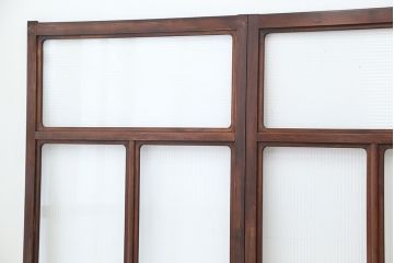 アンティーク　上質な作りのモールガラス引き戸　4枚セット(建具、ガラス戸)