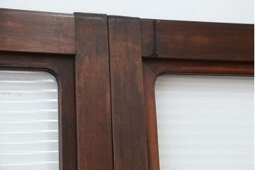 アンティーク　上質な作りのモールガラス引き戸　4枚セット(建具、ガラス戸)