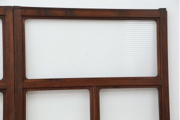 アンティーク　上質な作りのモールガラス引き戸　4枚セット(建具、ガラス戸)