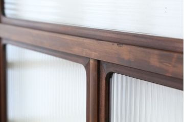 アンティーク　上質な作りのモールガラス引き戸　4枚セット(建具、ガラス戸)