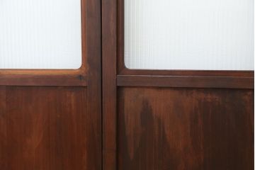 アンティーク　上質な作りのモールガラス引き戸　4枚セット(建具、ガラス戸)