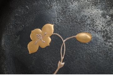 アンティーク雑貨　大正期!蒔絵の素晴らしい盆付菓子鉢(木製漆器)
