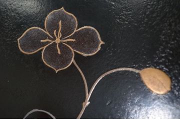 アンティーク雑貨　大正期!蒔絵の素晴らしい盆付菓子鉢(木製漆器)