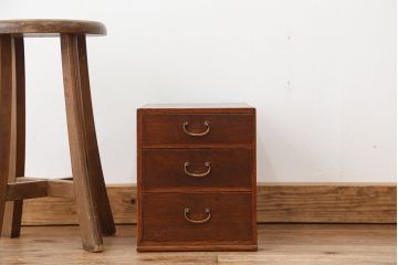 アンティーク家具　アンティーク　古い栗材の上質な3杯小引き出し