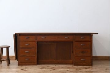 アンティーク家具　アンティーク　特大!古い洋裁店の大きなバタフライテーブル付き大きな作業台(カウンターテーブル)