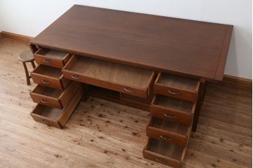 アンティーク家具　アンティーク　特大!古い洋裁店の大きなバタフライテーブル付き大きな作業台(カウンターテーブル)