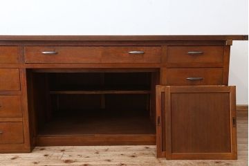 アンティーク家具　アンティーク　特大!古い洋裁店の大きなバタフライテーブル付き大きな作業台(カウンターテーブル)