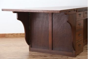 アンティーク家具　アンティーク　特大!古い洋裁店の大きなバタフライテーブル付き大きな作業台(カウンターテーブル)