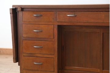 アンティーク家具　アンティーク　特大!古い洋裁店の大きなバタフライテーブル付き大きな作業台(カウンターテーブル)