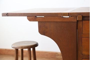 アンティーク家具　アンティーク　特大!古い洋裁店の大きなバタフライテーブル付き大きな作業台(カウンターテーブル)