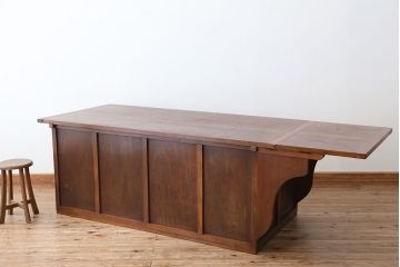 アンティーク家具　アンティーク　特大!古い洋裁店の大きなバタフライテーブル付き大きな作業台(カウンターテーブル)