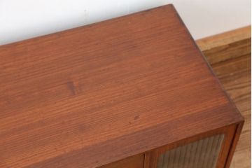 アンティーク家具　アンティーク　古い木の銀モールガラス文机(片袖机)