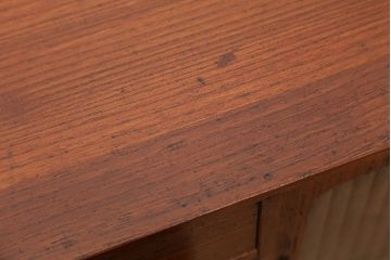 アンティーク家具　アンティーク　古い木の銀モールガラス文机(片袖机)