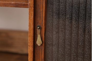アンティーク家具　アンティーク　古い木の銀モールガラス文机(片袖机)
