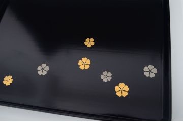 アンティーク雑貨　大正〜昭和初期　蒔絵の美しい木製菓子鉢・皿セット(漆器)