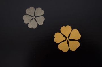 アンティーク雑貨　大正〜昭和初期　蒔絵の美しい木製菓子鉢・皿セット(漆器)