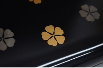 アンティーク雑貨　大正〜昭和初期　蒔絵の美しい木製菓子鉢・皿セット(漆器)