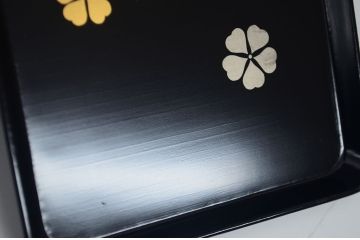 アンティーク雑貨　大正〜昭和初期　蒔絵の美しい木製菓子鉢・皿セット(漆器)