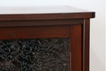 アンティーク家具　アンティーク　古い木のシンプルな結霜ガラス下駄箱(収納棚)
