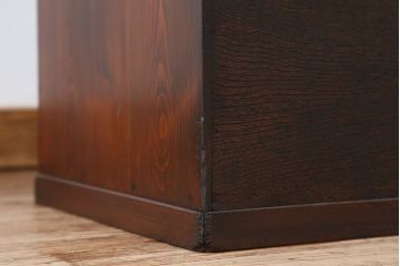 アンティーク家具　アンティーク　古い木のシンプルな結霜ガラス下駄箱(収納棚)
