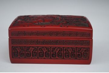 アンティーク雑貨　大正〜昭和初期!仙台堆朱盆付小箱(菓子器、文箱、硯箱)