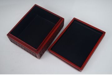アンティーク雑貨　大正〜昭和初期!仙台堆朱盆付小箱(菓子器、文箱、硯箱)