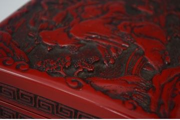 アンティーク雑貨　大正〜昭和初期!仙台堆朱盆付小箱(菓子器、文箱、硯箱)
