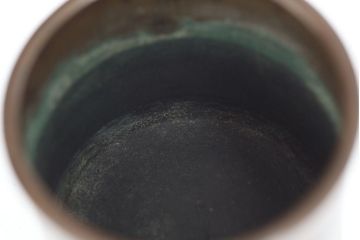 アンティーク雑貨　古民具・骨董　古い唐木煙草盆・銅製火入　1対