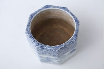 アンティーク雑貨　古民具・骨董　古い唐木・花梨葡萄杢　煙草盆(伊万里火入、カリン材)
