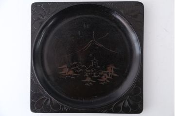 アンティーク雑貨　古民具・骨董　古い木製彫刻お盆　5枚(菓子器)