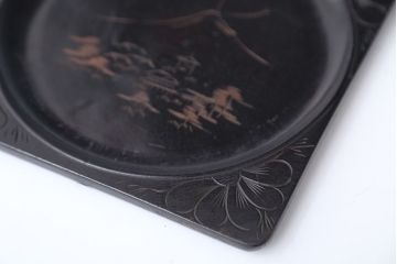 アンティーク雑貨　古民具・骨董　古い木製彫刻お盆　5枚(菓子器)