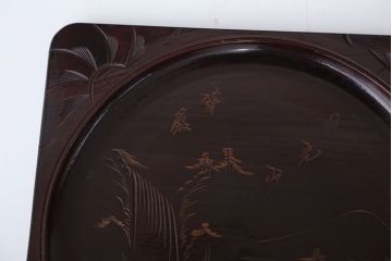 アンティーク雑貨　古民具・骨董　古い木製彫刻お盆　5枚(菓子器)