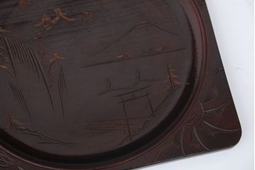 アンティーク雑貨　古民具・骨董　古い木製彫刻お盆　5枚(菓子器)