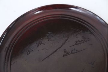 アンティーク雑貨　古民具・骨董　古い木製彫刻お盆　5枚(菓子器)