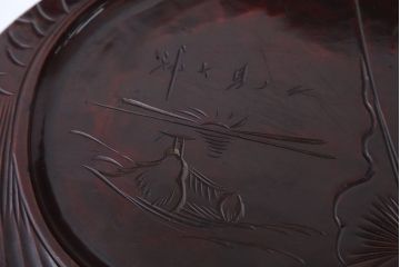 アンティーク雑貨　古民具・骨董　古い木製彫刻お盆　5枚(菓子器)
