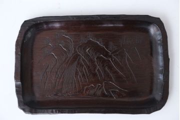 アンティーク雑貨　古民具・骨董　古い木製彫刻お盆　5枚(菓子器)