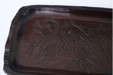 アンティーク雑貨　古民具・骨董　古い木製彫刻お盆　5枚(菓子器)